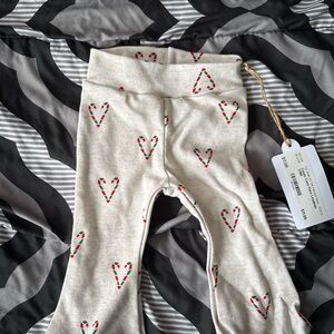 Kids Beige Heart Patterned Leggings